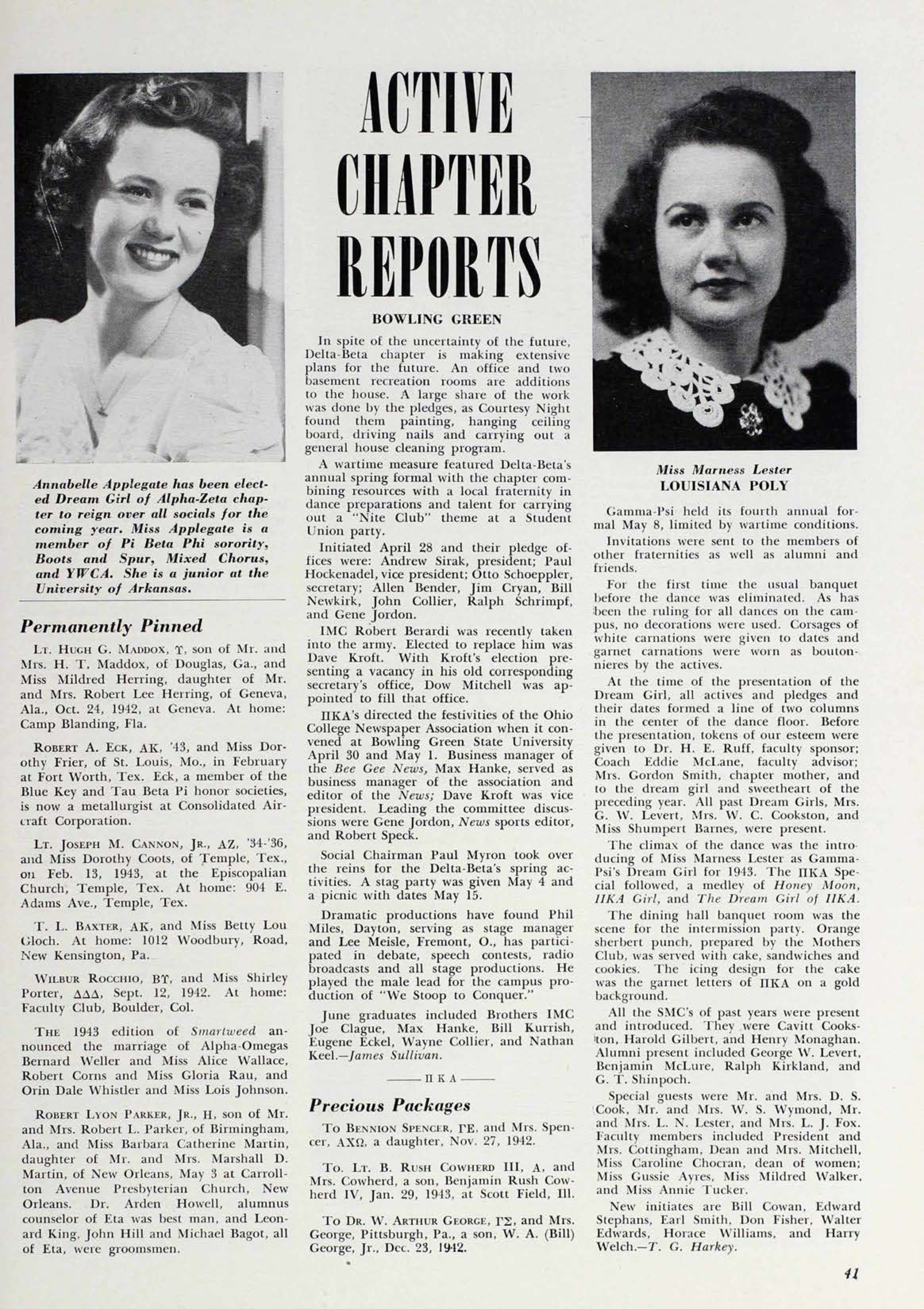 Active Chapter Reports: Louisiana Poly, July 1943